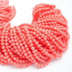 Dyed Pink Round Smooth Bamboo Coral Beads by Strand