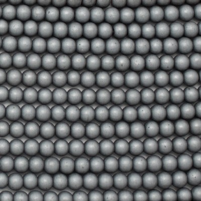 Grey Round Smooth Hematine Beads by Strand