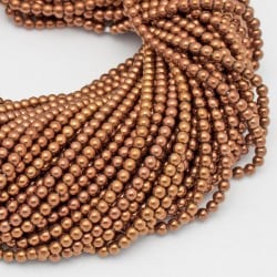 Copper Plated Round Smooth Hematine Beads by Strand
