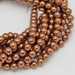 Copper Plated Round Smooth Hematine Beads by Strand
