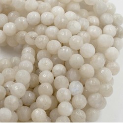 Round Faceted White Moonstone Beads by Strand