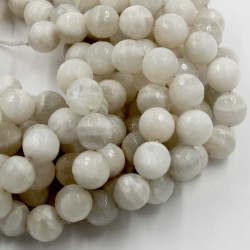 Round Faceted Grey Moonstone Beads by Strand