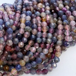 Round Mixed Ruby and Sapphire Beads by Strand