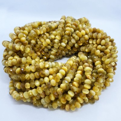 Gold Roundel Faceted Tigers Eye Beads By Strand