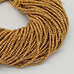 3mm/40cm Hematine Gold Color Plated Faceted Roundel