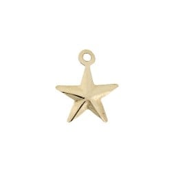 14K Gold 1 Ring Indented, Open Back Star Charm