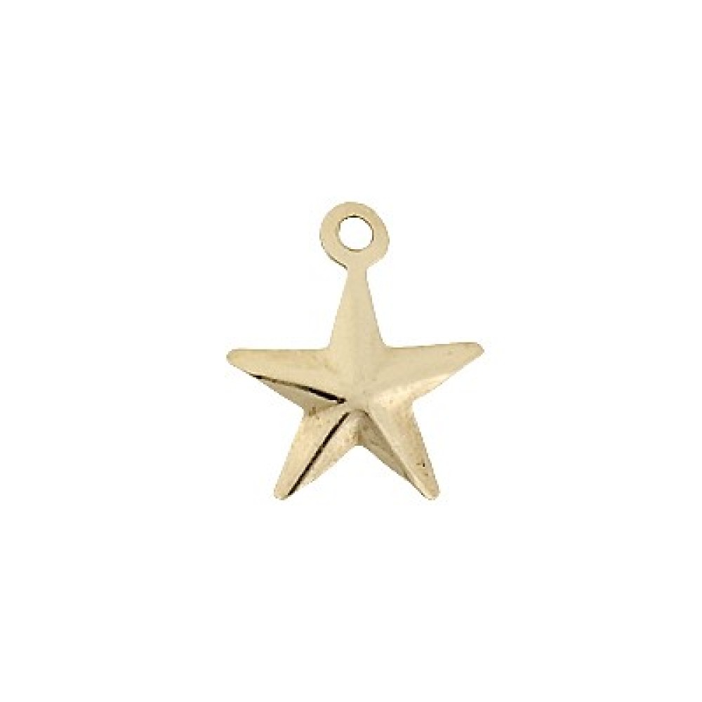 Gold Filled 1 Ring Indented, Open Back Star Charm