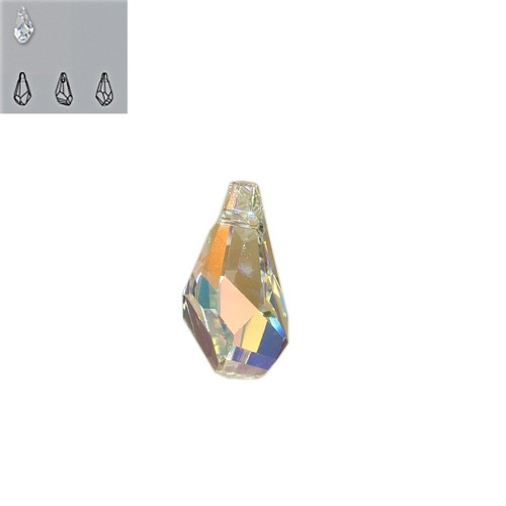 13mm 6015 Swarovski Crystal AB (Aurora Borealis) Polygon Drop Bead