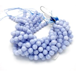 Round Blue Lace Agate Faceted Agate Beads by Strand