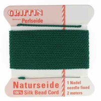 Green Silk Thread, Silk Beading Cord with Needle Attached, 2-Meters Long