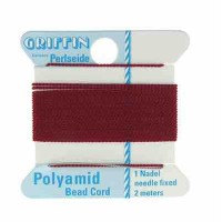 Garnet Nylon Cord, Polyamide Beading Cord with Needle Attached, 2-Meters Long
