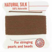 Brown Silk Thread, Silk Beading Cord with Needle Attached, 2-Meters Long