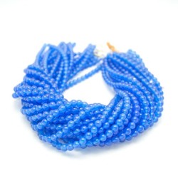 Round Blue Agate Smooth Agate Beads by Strand