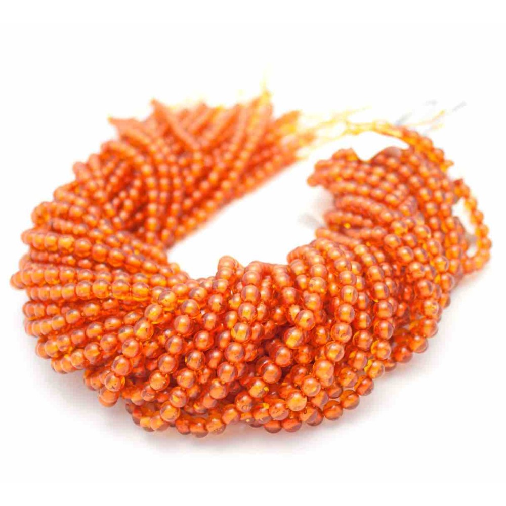 Amber Resin Congac Orange 6mm Amber Beads by Strand