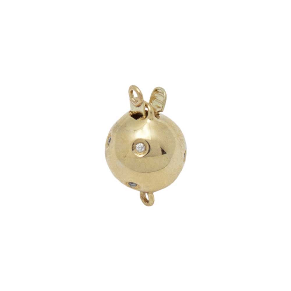 9mm Yellow 14K Gold Smooth Ball Clasp with Scattered Diamond Accent