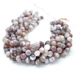 Round Botswana Agate Faceted Agate Beads by Strand