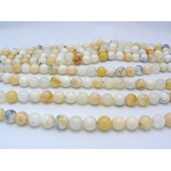 14mm White Opal Smooth Round Beads