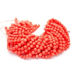 10mm Faceted Dyed Salmon Bamboo Coral
