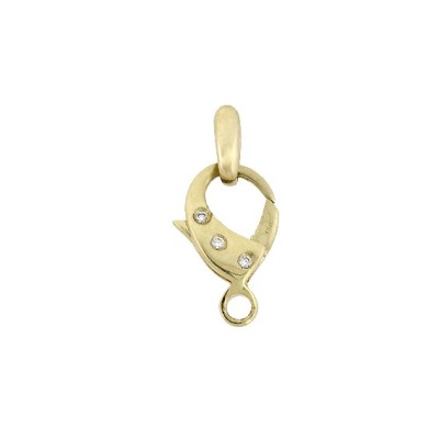 9x13mm Yellow 14K Gold Pear Shaped Diamond Trigger Lobster Clasp with Stationary Jump Ring