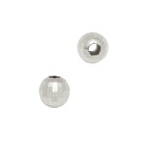 Sterling Silver Round Ball Faceted, Mirror Ball Bead with No Stones