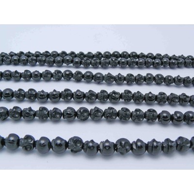 Skull Black Agate Carved Agate Beads by Strand