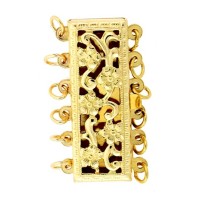 12X23mm Gold-Filled 3 Row Filigree Rectangle Clasp