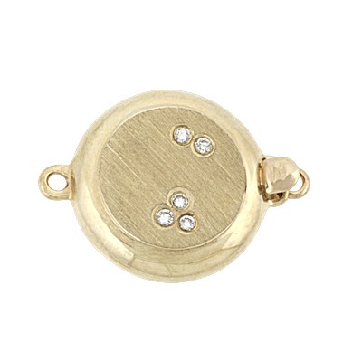 Yellow 14K Gold Button Coin Shape Bead Clasp with Diamond Accents
