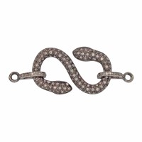27mm Oxidized Sterling Silver u0026quot;Su0026quot; Clasp Snake with 0.88Cts of Diamond