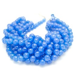 Round Blue Agate Faceted Agate Beads by Strand