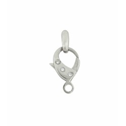 9x13mm White 14K Gold Pear Shaped Diamond Trigger Lobster Clasp with Stationary Jump Ring