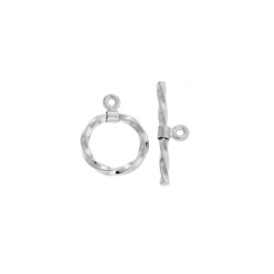 11mm Twisted Sterling Silver Toggle Bar and Loop Clasps