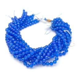 Round Blue Agate Faceted Agate Beads by Strand