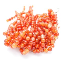 Round Natural Red Agate Smooth Agate Beads by Strand