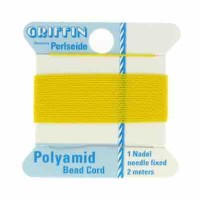 Yellow Nylon Cord, Polyamide Beading Cord with Needle Attached, 2-Meters Long
