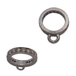 12x9.5mm Oxidized Sterling Silver Round Pave Diamond Jump Ring Loop for Clasp