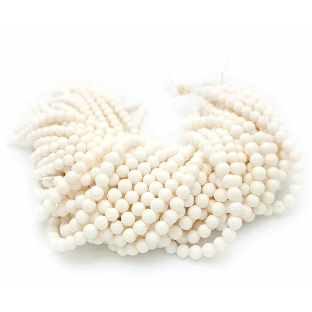 8mm Natural White Sponge Coral Round Beads