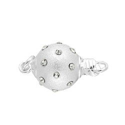 10mm Sterling SIlver Round Ball Clasp with Rhinestones