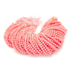 Dyed Pink Round Faceted Bamboo Coral Beads by Strand