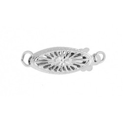 14K Gold White Fish Hook Clasp with Filigree Sunflower Pattern