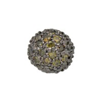 10mm Sterling Silver Round Pave Olive CZ Bead With Black Rhodium Plating