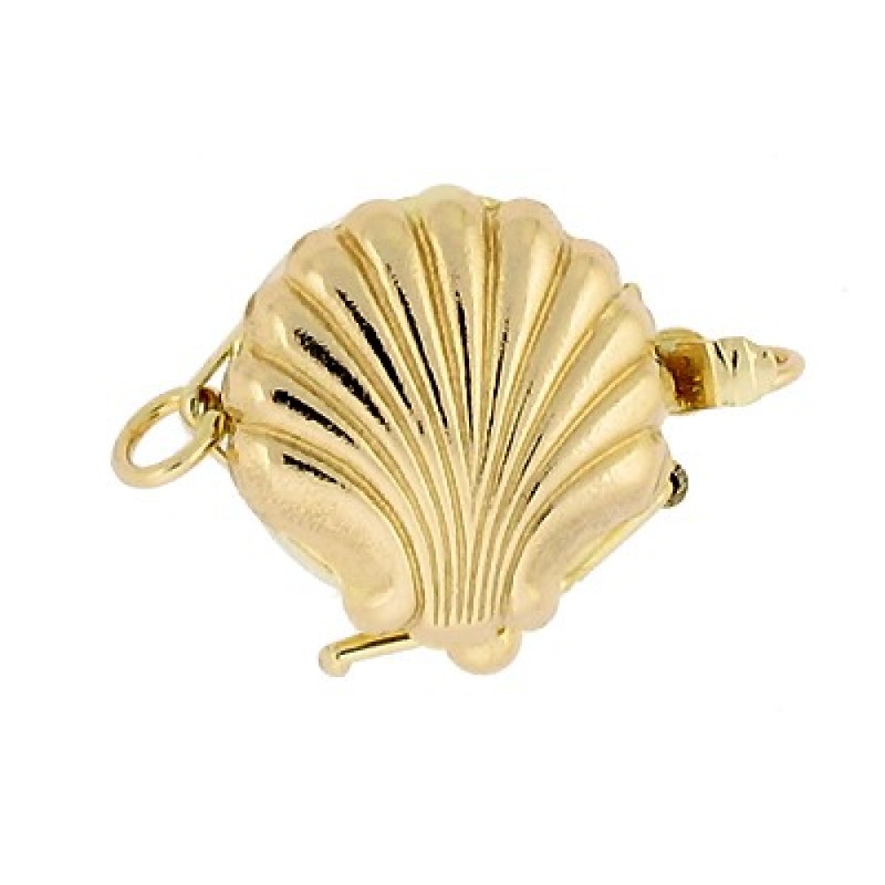 13x11mm 14K Gold Clam Shell Clasp with Safety Lock