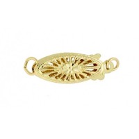 14K Gold Yellow Fish Hook Clasp with Filigree Sunflower Pattern