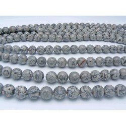 Round Grey Crazy Lace Agate Smooth Agate Beads by Strand