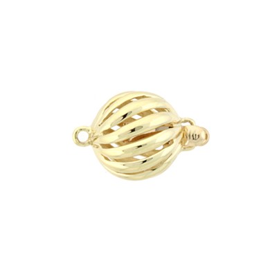 14K Gold Smooth 9.5mm Hollow Spiral Round Ball Clasp