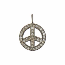 12mm Oxidized Sterling Silver Peace Charm (Diamond0.33Cts)