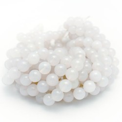Round White, Milky Agate Smooth Agate Beads by Strand
