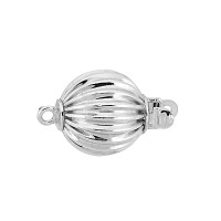 14K Gold White Corrugated Round Ball Clasp with No Stones