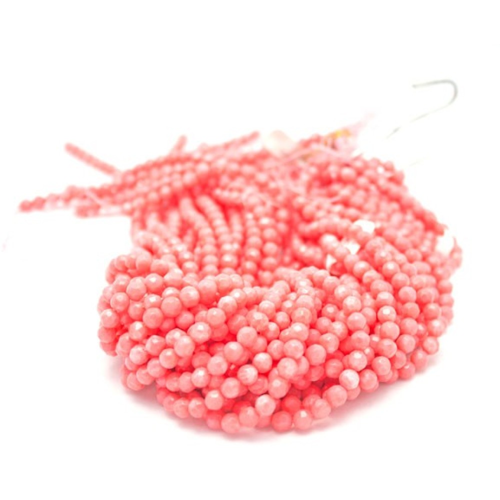 Dyed Salmon Round Faceted Bamboo Coral Beads by Strand