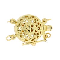 1 Row Yellow 14K Gold Round Filigree Cross Clasp with Safety
