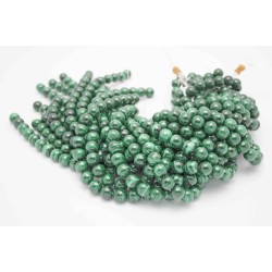 Round Smooth 12mm Malachite Beads by Strand